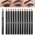 Eyebrow Pencils for Women, 12Pcs Hard-Core Wooden Eye Brow Eye Liner Pencils for Beginner Makeup, Black Coffee Brown Colors, Waterproof & Sweat-Proof (Black-12 Pcs-E01)