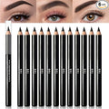 12Pcs Black Eyebrow Pencils for Women, Wooden Hard-Core Eyebrow and Eyeliner Pencil, Long Lasting Waterproof and Sweat-Proof, Beginner Makeup Brow Pencil (Black)