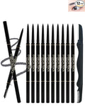 12Pcs Waterproof Gray Eyebrow Pencil Set, Professional Brow Micro Eyebrow Retractable Pencil, Ultra Fine Long Lasting for Perfect Eye Liner Brow Old Women Eye Makeup Shaping & Filling Brow Gel Pen- 04