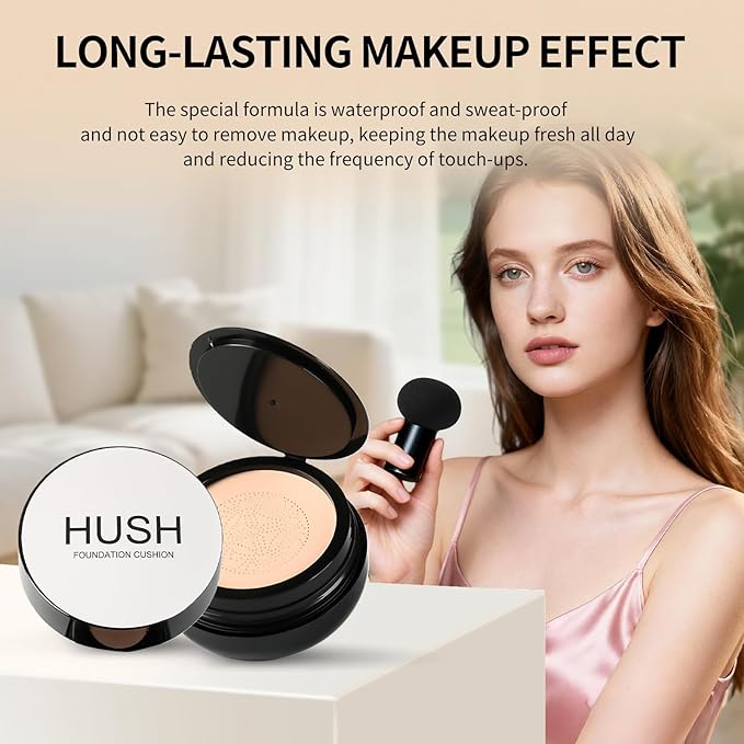 Foundation for Women, Ideal for Light/Medium Complexions, Mushroom Head Air Cushion CC Cream, BB Cream for Women (Natural)