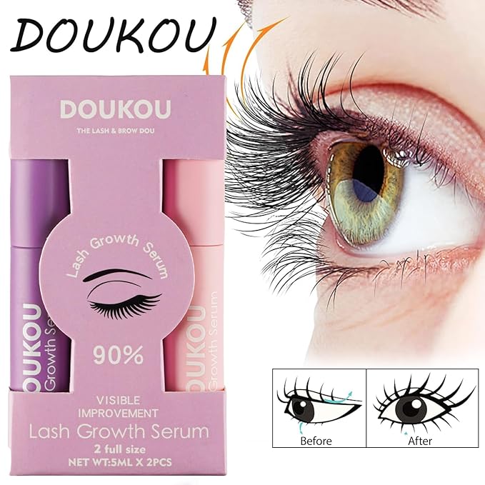 2PC Lashes Serum for Eyelash Eyebrow Growth, Gentle Natural Vegan Enhancing Treatment Nourishing Conditioning Formula, Longer Thicker Fuller Natural Eyelashes & Eyebrow, 5ml x 2