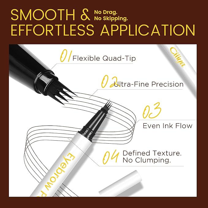 Eyebrow Pen, Waterproof Microblading Eyebrow Pencil, 4 Tip Precise Eye Brow Makeup Pen for Women to Effortlessly Create Hair Like Natural Brows, Non Dry Out and Last All Day MB01