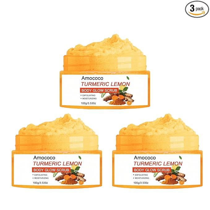 3Packs Turmeric Lemon Body Scrub, Deep Cleansing Exfoliator with Armpit Detox & Moisturization, 3.53oz*3