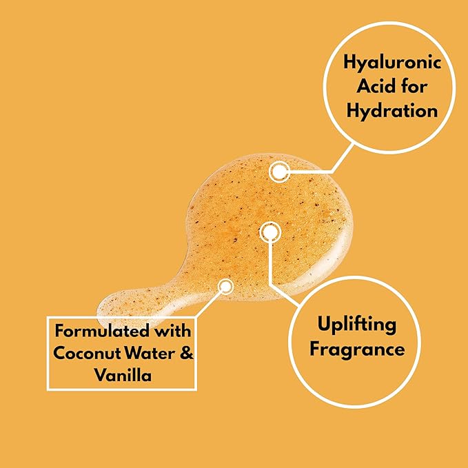RIVER & ROWE Coconut Water & Vanilla Exfoliating Body Wash – Hydrating Daily Cleanser with Hyaluronic Acid for a Moisturized & Soft Skin Experience, Gentle Shower Gel for Women & Men, 33.8 Fl Oz
