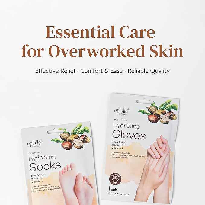 Epielle Hydrating Hand Mask 6 Pairs, Relieve and Soften with Shea Butter & Jojoba Oil, Deep Moisturizing Gloves for Dry, Cracked Hands, Self Care Gifts for Women, Spa Kit, Mothers Day Gifts