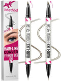 iMethod Curved Eyebrow Pen - Eyebrow Pencil, 2 Count Brow Pencil Dual-Ended with Curved Tip and Precise Brush-Tip for Natural Hair-Like Brows, Last All-Day, Dark Brown and Brown Each