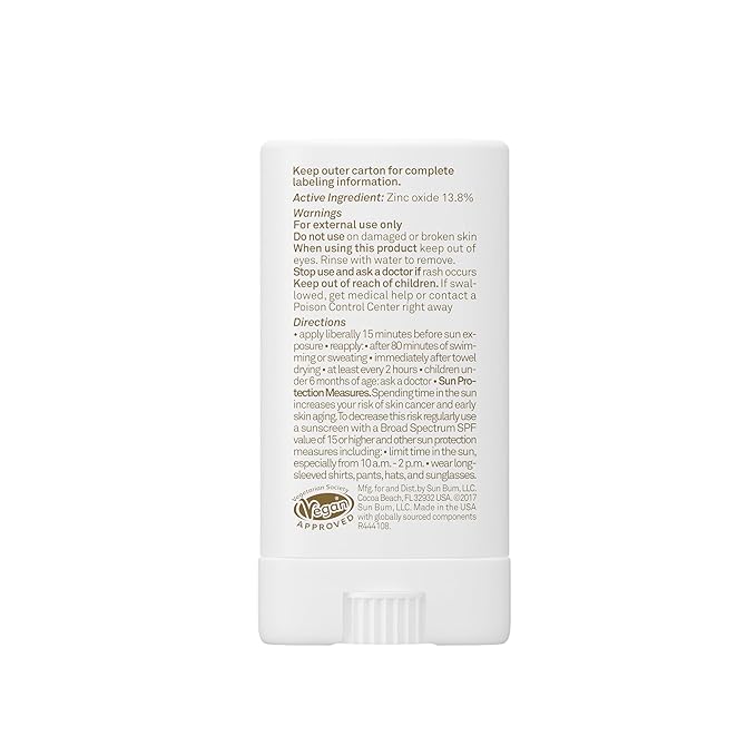 Sun Bum Mineral SPF 50 Face Stick Sunscreen - NEW FORMULA Water-Resistant Broad Spectrum Sunscreen with Vitamin E - Hawaii 104 Act Compliant (Without Octinoxate & Oxybenzone) - Travel Friendly 0.45 oz