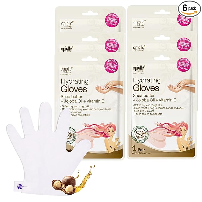 Epielle Hydrating Hand Mask 6 Pairs, Relieve and Soften with Shea Butter & Jojoba Oil, Deep Moisturizing Gloves for Dry, Cracked Hands, Self Care Gifts for Women, Spa Kit, Mothers Day Gifts