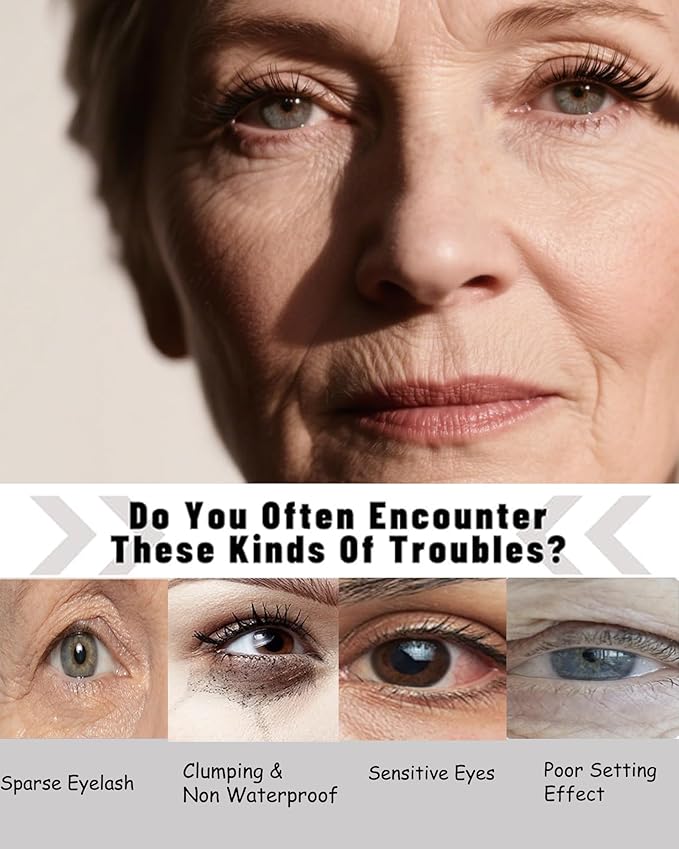 Mascara for Older Women 60 Plus,Black Brown Prime Waterproof Length and Volume Lash Mascara for Seniors,Hypoallergenic Volumizing Máscara with Thinning Lashes,Long Lasting No Clumps for Sensitive Eyes