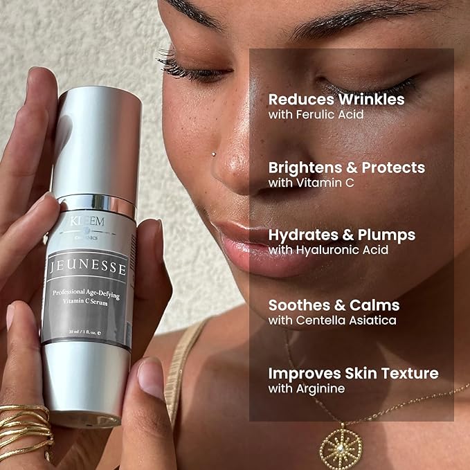 Kleem Anti Aging Vitamin C Serum for Face - Brightening Serum for Dark Spots, Age Spots, Wrinkles & Sun Damage - Face Serum with Hyaluronic Acid, Vitamin E & Aloe Vera - Dermatologist Tested, 1.7oz