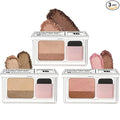 3 Pcs Shimmer Eye Shadow Palette Makeup with Brush and Two-Color Blendable Eyeshadow Palette for Women Travel Size