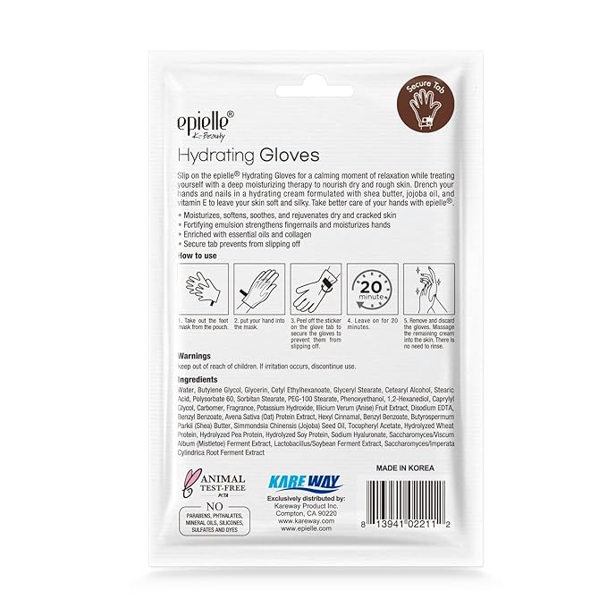 Epielle Hydrating Hand Masks - 6-Pack Gloves for Dry Hands, Enriched with Shea Butter, Jojoba Oil & Vitamin E, Intensive Spa Treatment, Ideal Beauty Gift for Spa Days | Korean Skincare