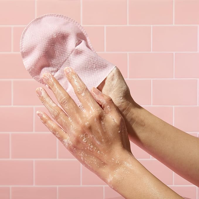 TONYMOLY Plum Bum AHA Exfoliating Bubble Mitt Single-Use Korean Body Scrub with Glycolic Acid, Peptides & Plum Extract for Smoother, Brighter, Refreshed Skin 1.2 oz
