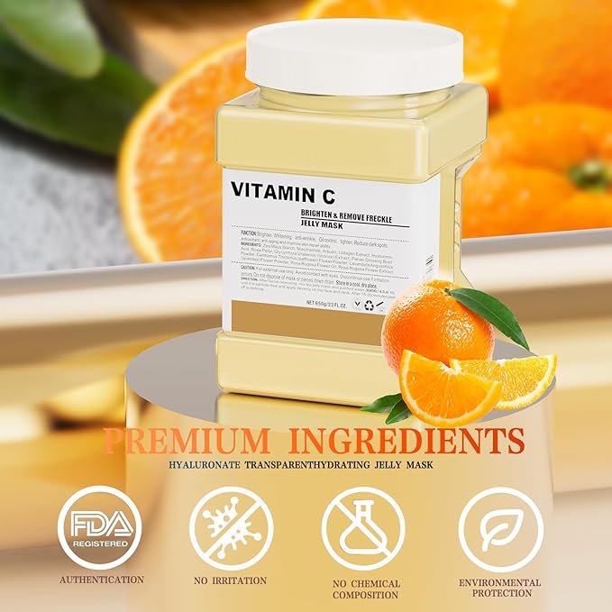 Jelly Mask for Facials Professional,Vitamin C Jelly Face Mask,Brightening & Hydrating Mask, Nourishing & Tightening, Anti-Aging & Acne Treatment, Face Skin Care Bowl Set DIY Spa 23 Fl Oz