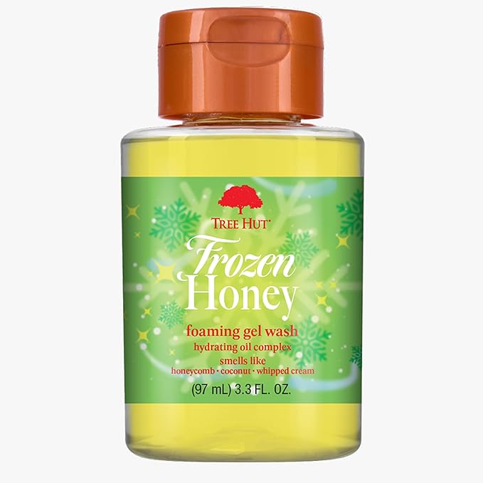 Tree Hut Mini Frozen Honey Foaming Gel Body Wash, Hydrating Travel Size Shower Gel for Soft, Glowing Skin, Sweet Scent, 3.3 fl oz