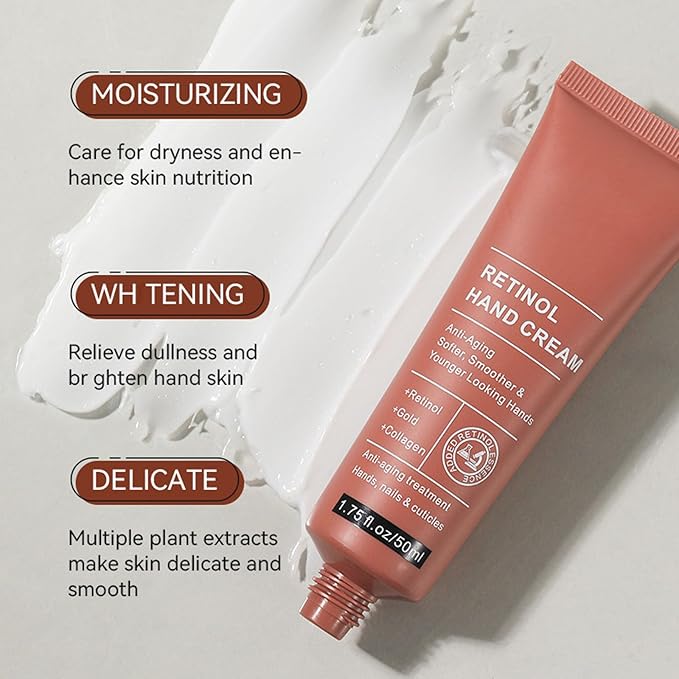ARCHIDATE Retinol Hand Cream for Aging Hands, Hydrating Hand Cream for Dry Cracked Hands, Smooths Fine Lines & Wrinkles, Soft Smooth Skin, Intense Moisture, Non-Greasy, Fast-Absorbing
