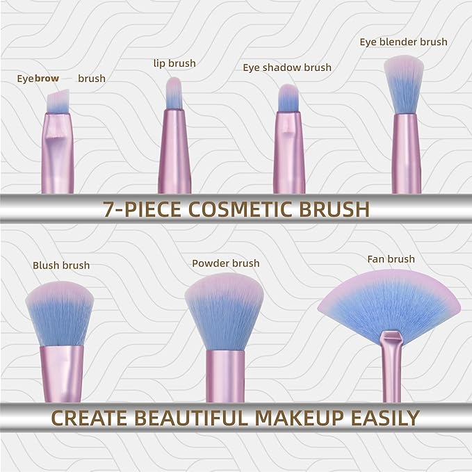 Kids Makeup for Girls,Glitter Unicorn Foundation Fan Powder Blush Lip Highlight Eye shadow Eyebrow Brushes Set with Liquid Flows and Case for Girls Teen Women as Gift Present