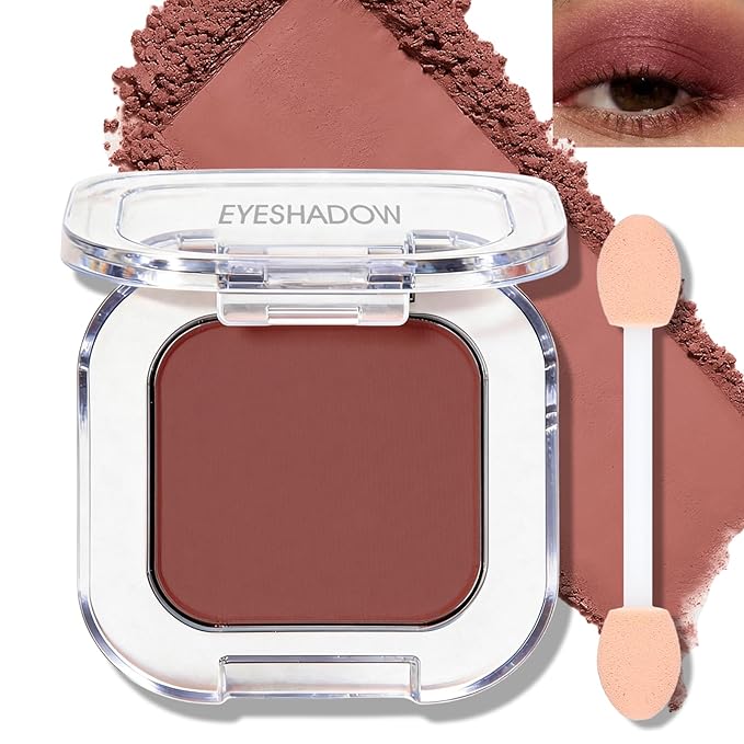 Burgundy Plum Eyeshadow Palette, Single Red Brown Matte Eye Shadow Palettes High Pigment Neutral Eyeshadow, Compact Pressed Powder Cream Eye Shadow for Older Women Makeup Sombra De Ojos