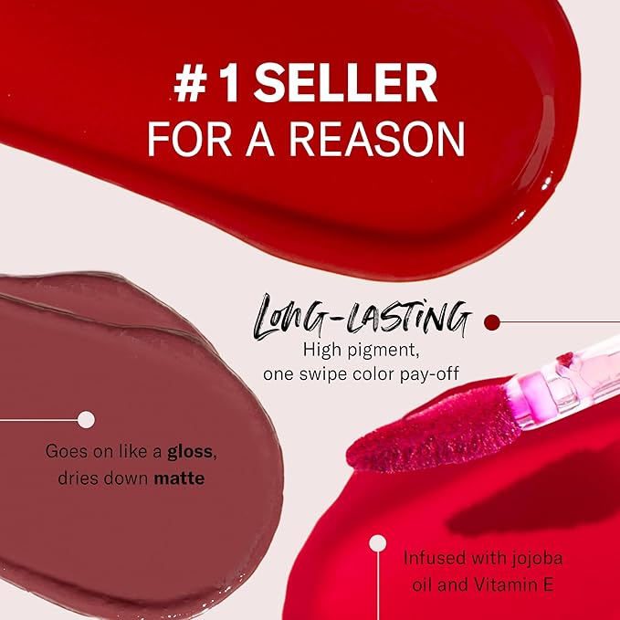 The Lip Bar - Nonstop Liquid Matte Lipstick, Mastermind (Deep Blood Red) - High Pigment - Long Lasting - Jojoba Oil, Vitamin E - Vegan, Gluten Free, Cruelty Free - Makeup & Cosmetics - .24 fl oz