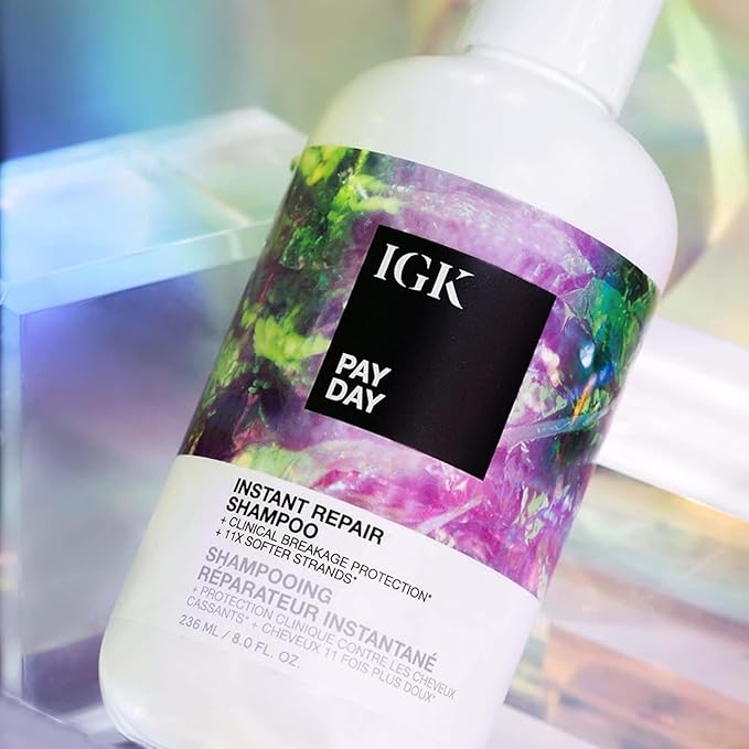 IGK PAY DAY Instant Repair Shampoo | Bond-Building Repair for Damaged, Over-Processed Hair | Sulfate-Free Care for Color-Treated Hair | 8 Oz