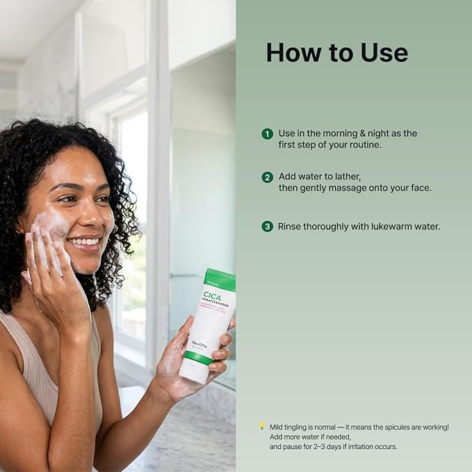 Spicule CICA Foam Cleanser, 3.38 fl oz/100ml | Hydrating Korean Face Wash with Centella Asiatica, Hyaluronic Acid & Tea Tree, Gentle Daily Cleanser for Sensitive & Acne-Prone Skin