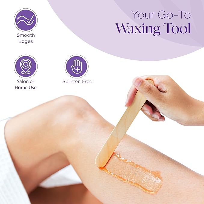 150 Wooden Wax Stick – Applicator Sticks for Hair Removal – Disposable Popsicle & Craft Sticks – Professional Salon & Home Supplies – For Hot Wax, Hard Wax, Stripless & Brazilian Treatments