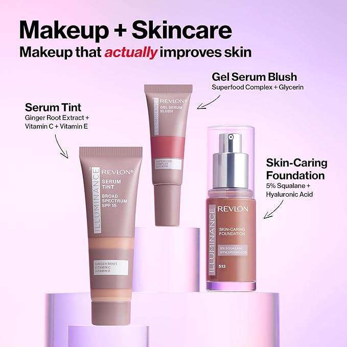 Revlon Illuminance Tinted Serum, Triple Hyaluronic Acid, Evens Out Skin Tone Over Time and Hydrates All Day, SPF 15, 213 Light Natural, 0.94 fl oz.