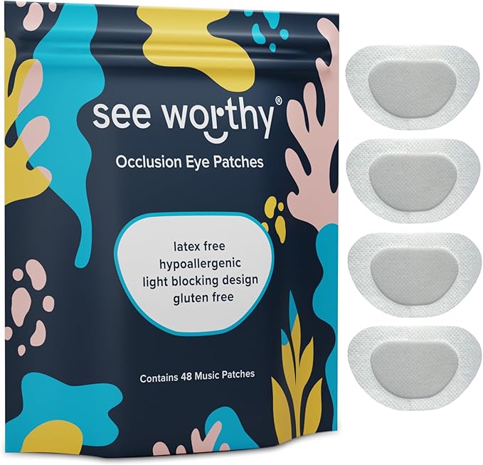 Adhesive Eyepatch for Kids & Adults - As Seen on Shark Tank - Kids Breathable, Comfortable White Eyepatch for Lazy Eye - Amblyopia & Sensitive Skin Medical Eye Patches - 48 Patches by See Worthy
