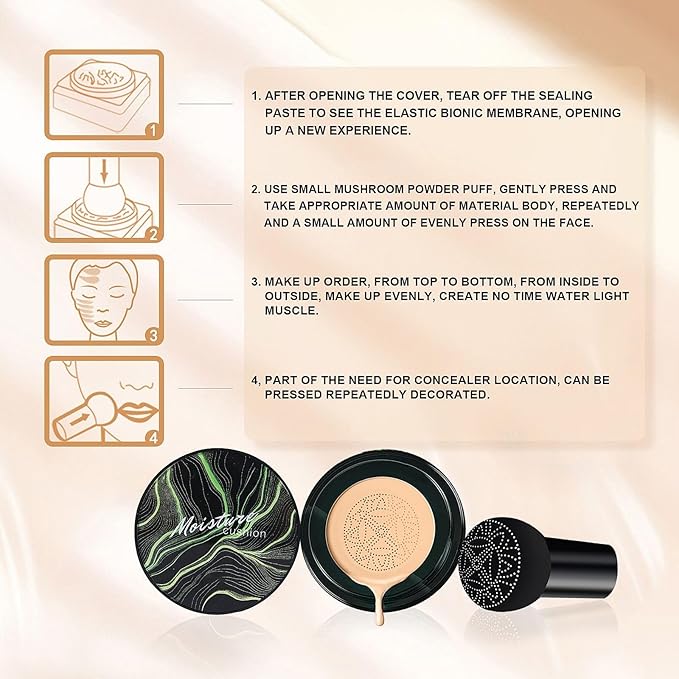 Cushion Foundation Concealer for Older Women, Face Makeup Powder Foundation for Mature Skin, CC Cream Tattoo Cover up Easily Create A Lightweight Natural-looking Base, Natural Color