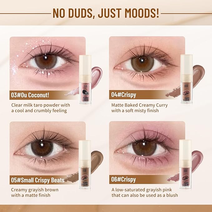 Liquid Eyeshadow, Long-Lasting Matte/Pearlescent eyeshadow, Cut Crease Eyeshadow Gel, High-Pigmented for Bold Eye Makeup, for day-to-night transitions (Cookies, Matte)
