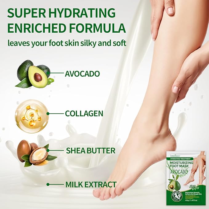 5 Pack Moisturizing Foot Mask,Hydrating Foot Masks for Dry Cracked Feet,Moisturizing Socks Dry Skin Moisturizer for Soft and Smooth Touch Feet,Foot Care Spa Gifts for Women Men Mothers Day Gifts