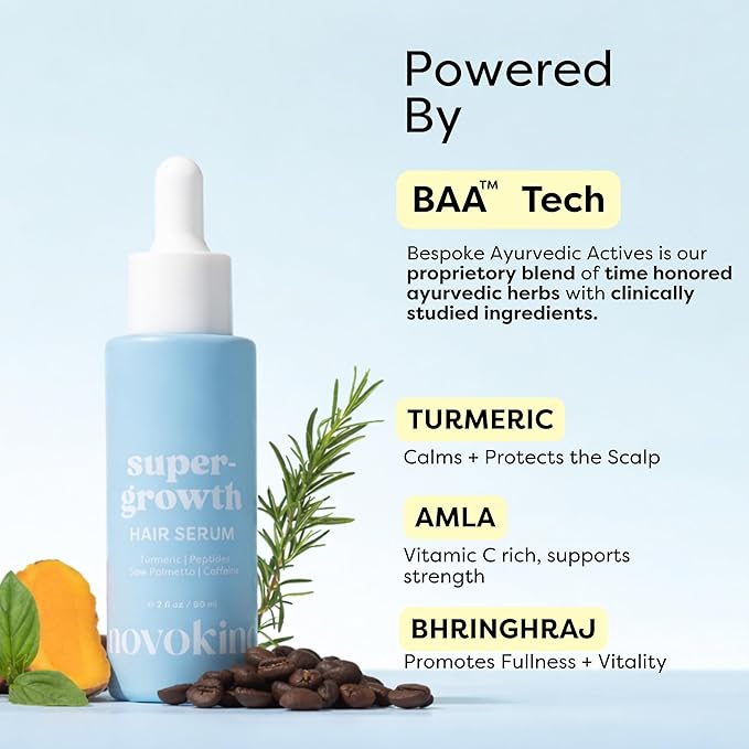 Hair Growth Serum - Water Based Scalp Treatment for Thinning Hair | Caffeine, Peptides, Rosemary & Turmeric | Promotes Thicker, Fuller Looking Hair & Healthy Scalp for Women & Men 2 fl oz