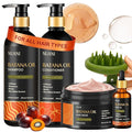 Batana Oil Shampoo and Conditioner Set (16 fl oz / 470 ml) with Rosemary & Caffeine | Includes Deep Mask, Hair Oil & Silicone Scalp Massager | Sulfate-Free, Paraben-Free for Fuller-Looking Hair.