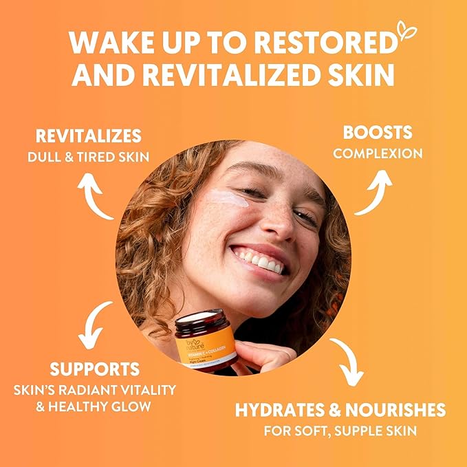 By Nature Face Night Cream - Vitamin C + Collagen PM Moisturizing Facial Lotion for Women (2 Oz)