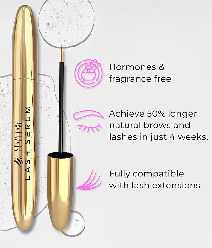 STACY LASH Shampoo 50ml Cleaning Kit of Eye Makeup Remover (Foam Cleanser) & Shampoo Brush & Mascara Brush Bundle with Eyelash Serum 5ml for Lash Growth and Thickness