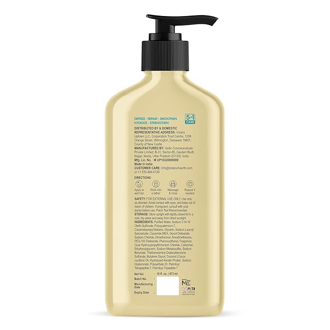 Botanic Hearth Coconut Oil Shampoo Infused With Hyaluronic Acid, Hydrolyzed Keratin & Peptides | Clarifying Shampoo To Defrizz, Repair & Strengthen Hair | For All Hair Types, 16 Fl Oz