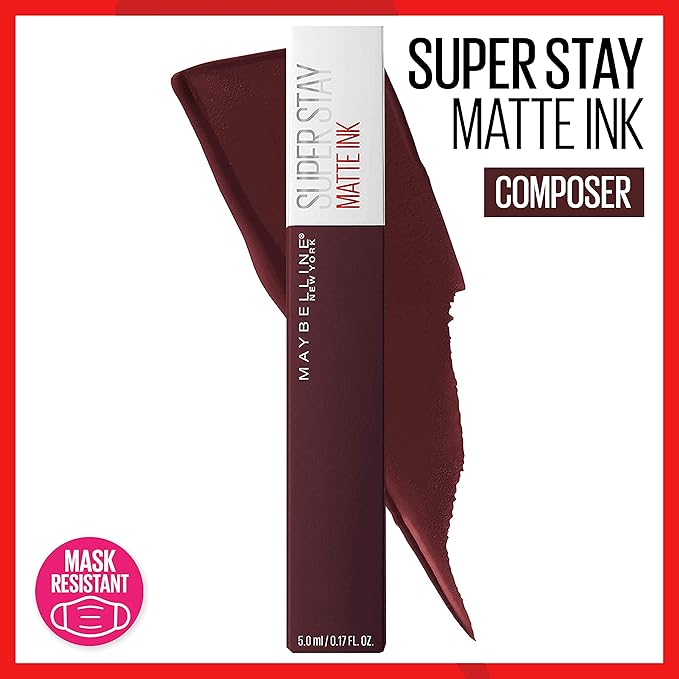 MAYBELLINE Super Stay Matte Ink Liquid Lipstick Makeup Long Lasting High Impact Color Up to 16H Wear Composer Cherry Brown Mover Brown 1 Count Each