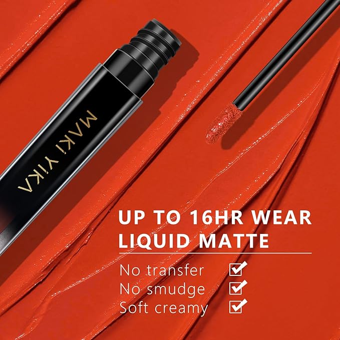 MAKI YIKA Orange Lipstick for Women Color Stay Long Lasting Lipsticks No Smudge Matte Liquid Lipstick Transferproof Cruelty-Free Lip Color for Mother's Day, Orange