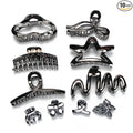 LONEEDY 10 Pack 5.1Inch Extra Large Hair Clips for Women Thick Hair and Long Hair, Silver Multi-Styles Big Claw Clips, Strong Hold Jaw Clips (Silver Black, Large)