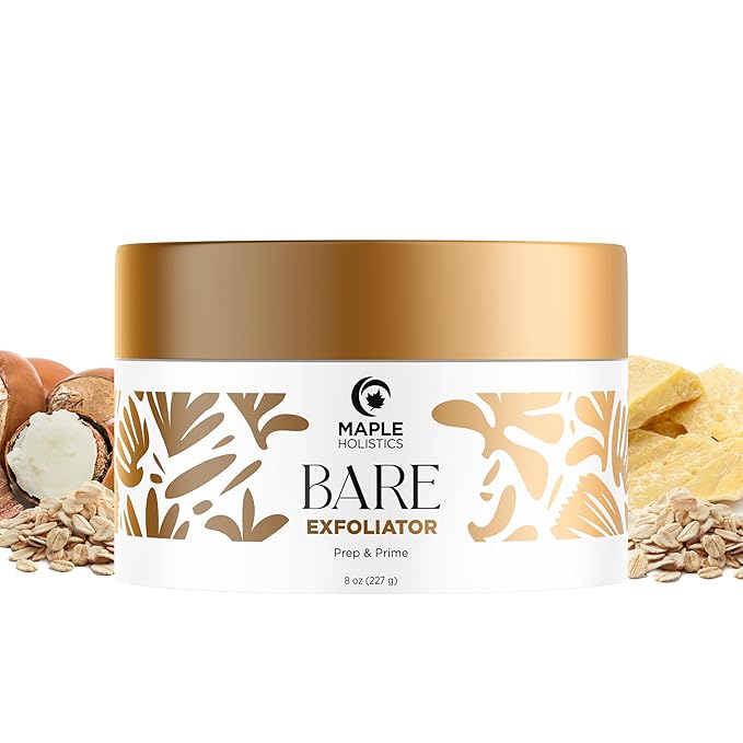 Bare Pre Shave Exfoliator for Women - Ingrown Hair Exfoliating Scrub for Bikini Area Legs & Underarms with Glycolic Acid & Volcanic Sand Exfoliants - Smoothing Bikini Area Exfoliator Pre Shave Scrub