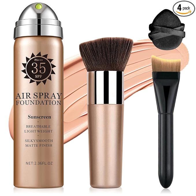 Air Brush Makeup Foundation,Magic Minerals Airbrush Foundation Makeup,Silk Flawless,Buildable Coverage,Moisturizing Formula for Smooth Radiant Skin,01 Natural/Warm Porcelain（Sunscreen）