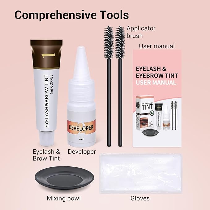 Lash Color Kit, 2 in 1 Professional Lash & Brow Color Kit, Eyebrow color Set for Women Coffee, 7ml