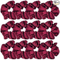 12 Pcs Satin Silk Scrunchies Soft Hair Ties, Fashion Hair Bands, Bows, Ropes, Elastic Ponytail Holders, Hair Accessories for Women and Girls (4.3 Inch, Wine Red)