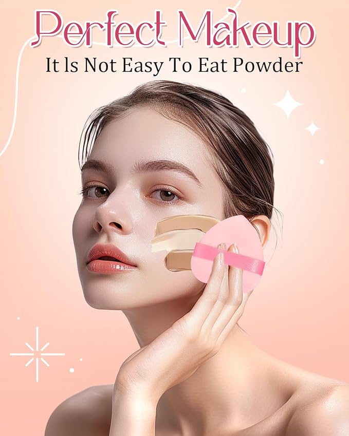6Pcs Pink Powder Puff for Face Powder, Heart Shape Soft Puffs for Applying Face Powders, Normal Size Velour Makeup Puff Beauty Tool for Women Mother‘s Day