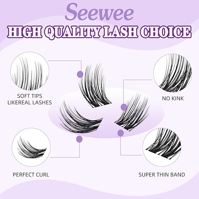 Wispy Lash Clusters 10-18mm D Curl Natural Lash Clusters 144pcs DIY Cluster Eyelash Extensions Individual Lashes Cluster with Spikes (S1 Lashes Only)