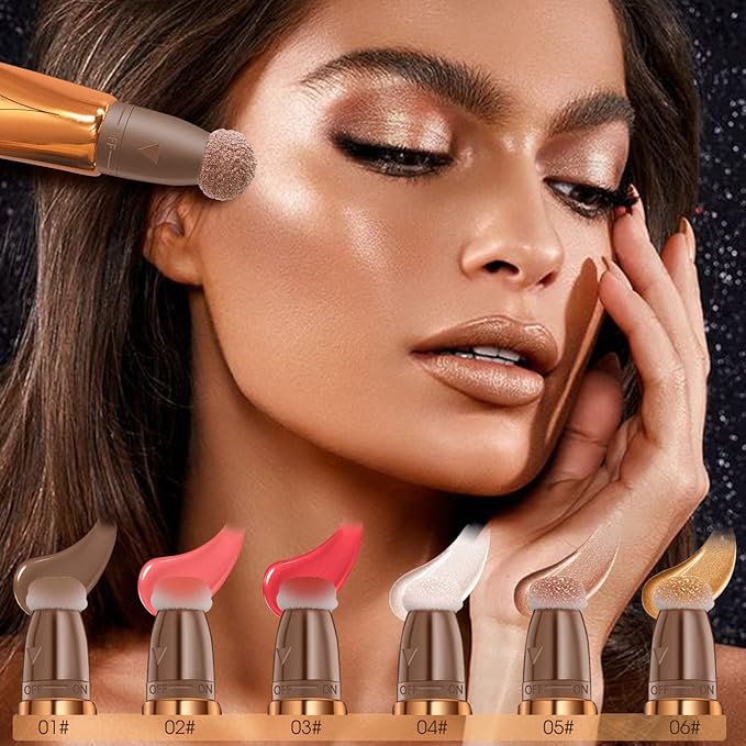 Liquid Contour Beauty Wand, Cream Liquid Contour Stick Matte Bronzer Stick with Cushion Applicator, Lightweight Blendable, Long Lasting Silky Liquid Face Shaping & Contouring Stick | 1# Contour Grey brown