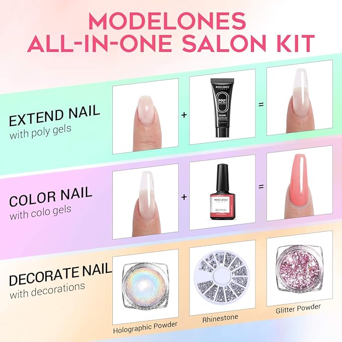 Modelones Nail Strengthener Sets 6 Color Repair for Damaged Nails Hardener Air Dry Nail Growth Polish Natural Nail Concealer Foundation Gifts for Women 15ml