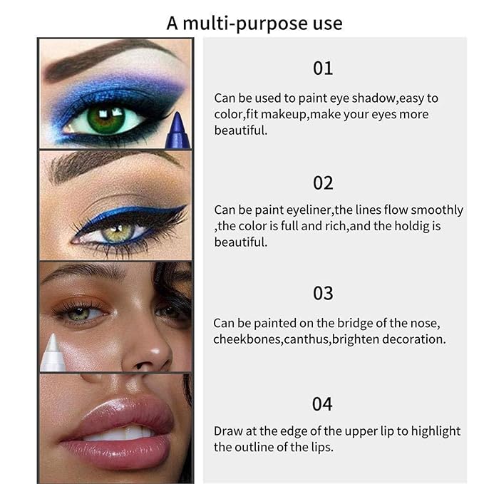 15 PCS Colorful Eyeliner Pen Set, Waterproof Metallic & Pearl Glitter Eyeliner Kit, Smudge-Proof Multipurpose Eye & Lip Liner Shadow Pencils with Shimmer for Party, Halloween, Cosplay Makeup