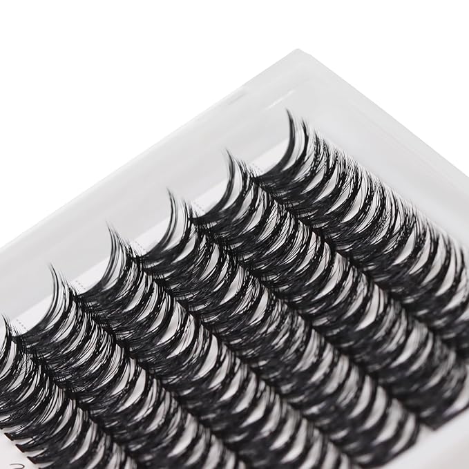 12rows-Large Tray Mixed 8-10-12-14-16mm/Mixed 14-15-16mm/Mixed14mm-16mm/Mixed 18-20mm Wide Stem Individual False Eyelashes Dramatic Black Cluster Eyelashes (MY009-14-16MM)