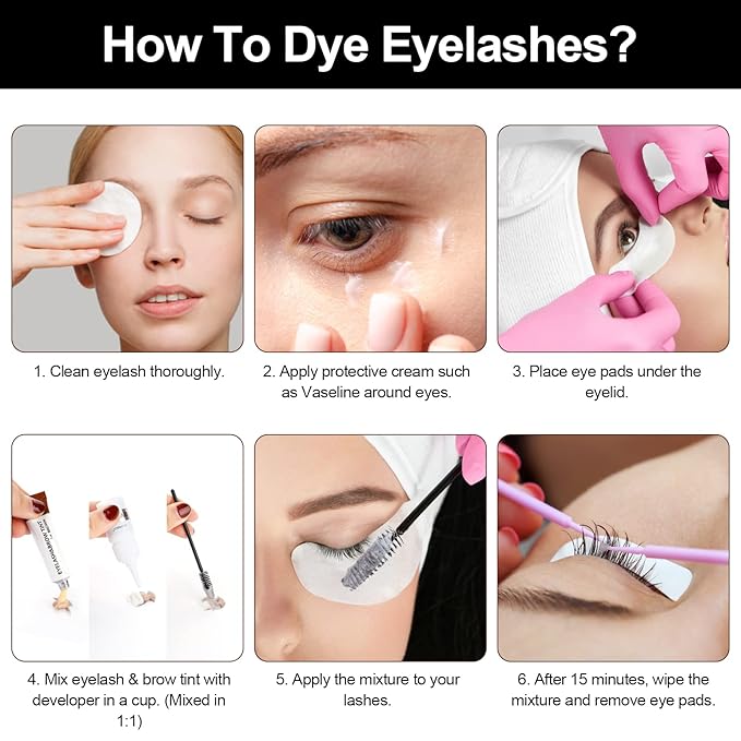 Lash Color Kit Eyelash and Eyebrow Color Set Black with Natural Effects Waterproof Brow Color with Gentle Ingredients Easy to Use for Salon & Home 7ml